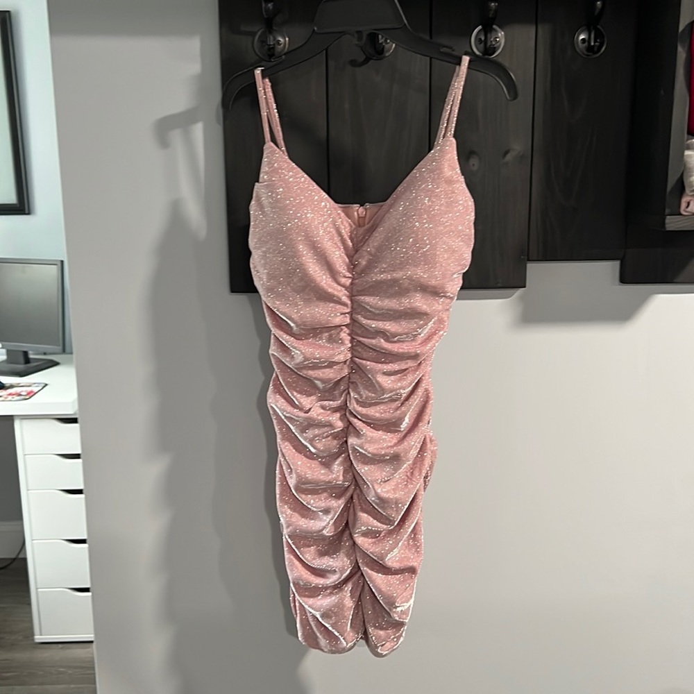 Juniors Sparkly Pink Party Dress